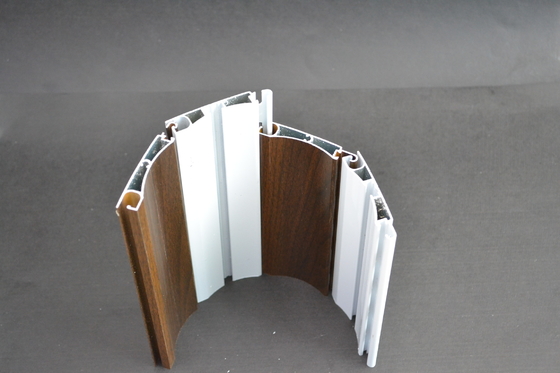 Wood Grain Roller Shutter Slat Aluminium Extrusion Profiles Untuk Pintu Garasi