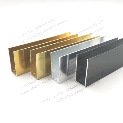 Profil Jendela Aluminium Disesuaikan Saluran U Warna Emas Perak Mengkilap