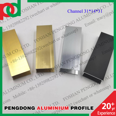 Profil Jendela Aluminium Disesuaikan Saluran U Warna Emas Perak Mengkilap