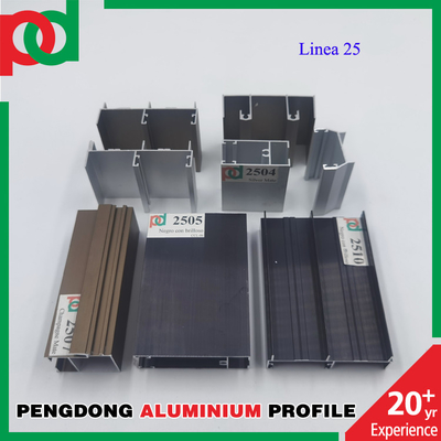 Dilapisi Bubuk Profil Aluminium T5 Panjang 5,8 Meter Untuk Jendela Dan Pintu
