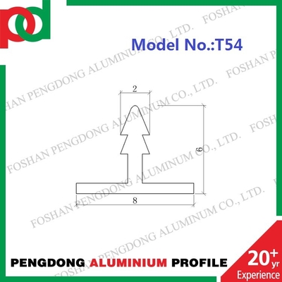 Profil Trim Aluminium 8mm T Bentuk Dekoratif Perak anodized matt