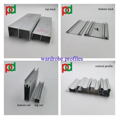 6m Aluminium Sliding Wardrobe Door Profiles OEM Tahan Korosi