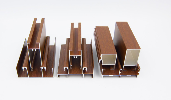 Profil Aluminium Finish Kayu Anodized Untuk Pintu Windows 25 Series