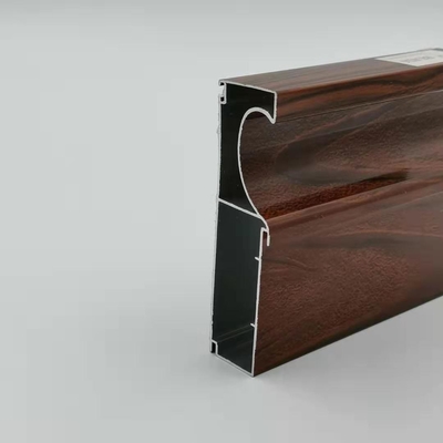 6061 Kayu Finish Aluminium Profiles Door Frame Extrusion Untuk Hotel Villa