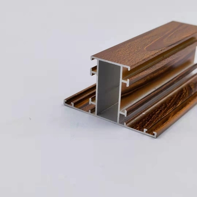 Mill Finishing Wood Grain Aluminium Profile Untuk Jendela Dan Pintu