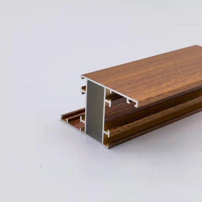 Mill Finishing Wood Grain Aluminium Profile Untuk Jendela Dan Pintu
